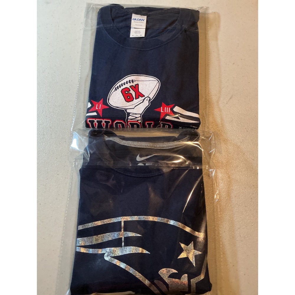 2 Shirts 1 New England Patriots 6X World Champions. 1 Nike. XLIX T-Mens XL